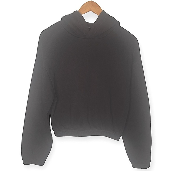 Zara Black‎ Pullover Cropped Hoodie Sweatshirt​​ - Picture 2 of 5